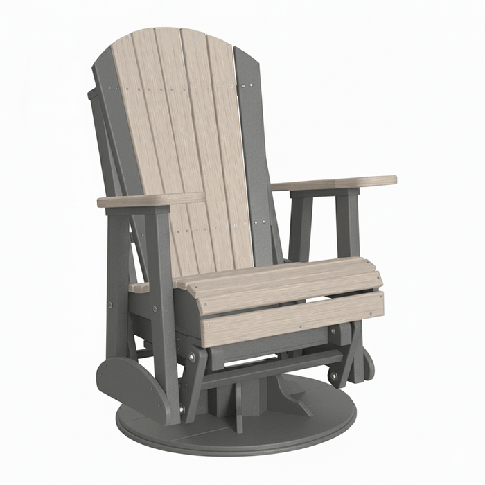 LuxCraft Birch 2 foot Classic Highback Recycled Plastic Swivel Glider Chair With Cup Holder