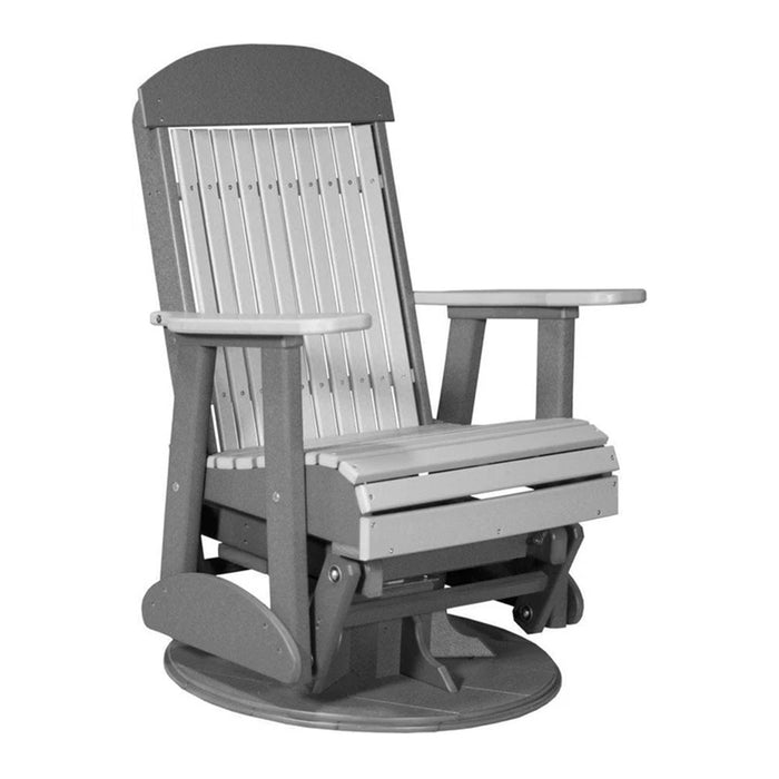 LuxCraft Dove Gary 2 foot Classic Highback Recycled Plastic Swivel Glider Chair