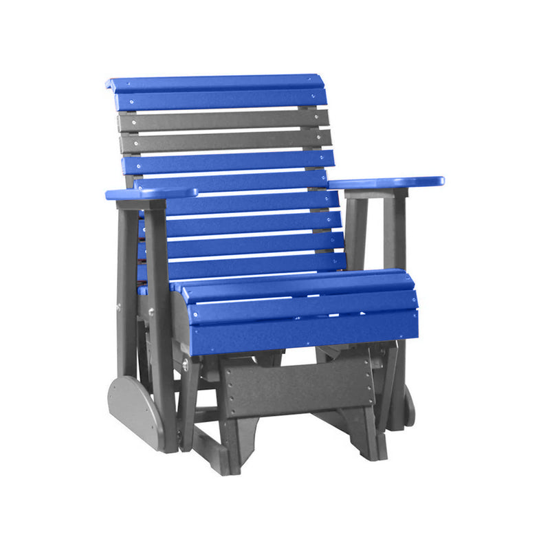 LuxCraft Blue 2 foot Rollback Recycled Plastic Glider Chair With Cup Holder