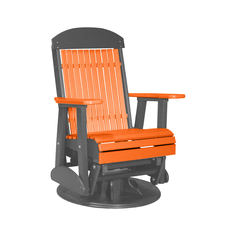 LuxCraft Tangerine 2 foot Classic Highback Recycled Plastic Swivel Glider Chair