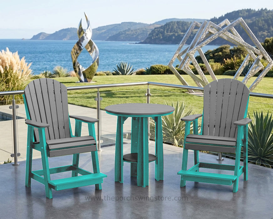 LuxCraft Aruba Blue on Slate Poly Balcony Table Dining Sets