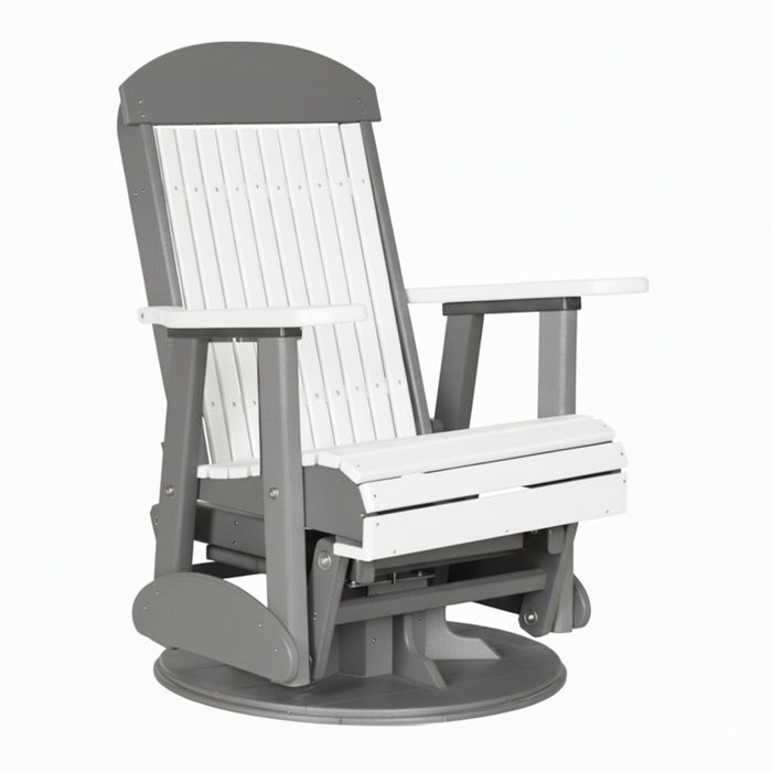 LuxCraft White 2 foot Classic Highback Recycled Plastic Swivel Glider Chair With Cup Holder
