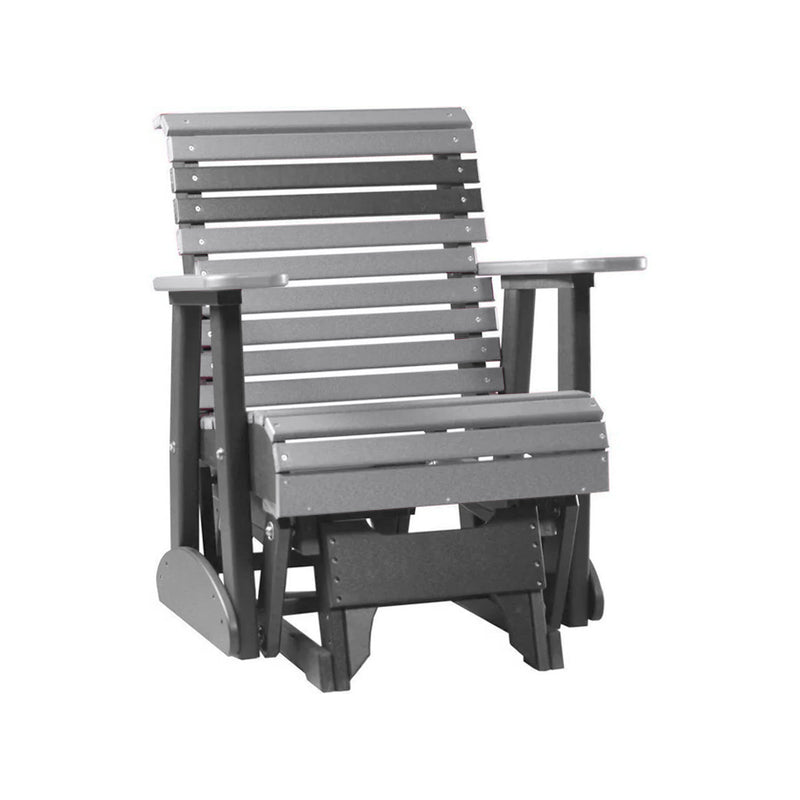 LuxCraft Gray 2 foot Rollback Recycled Plastic Glider Chair