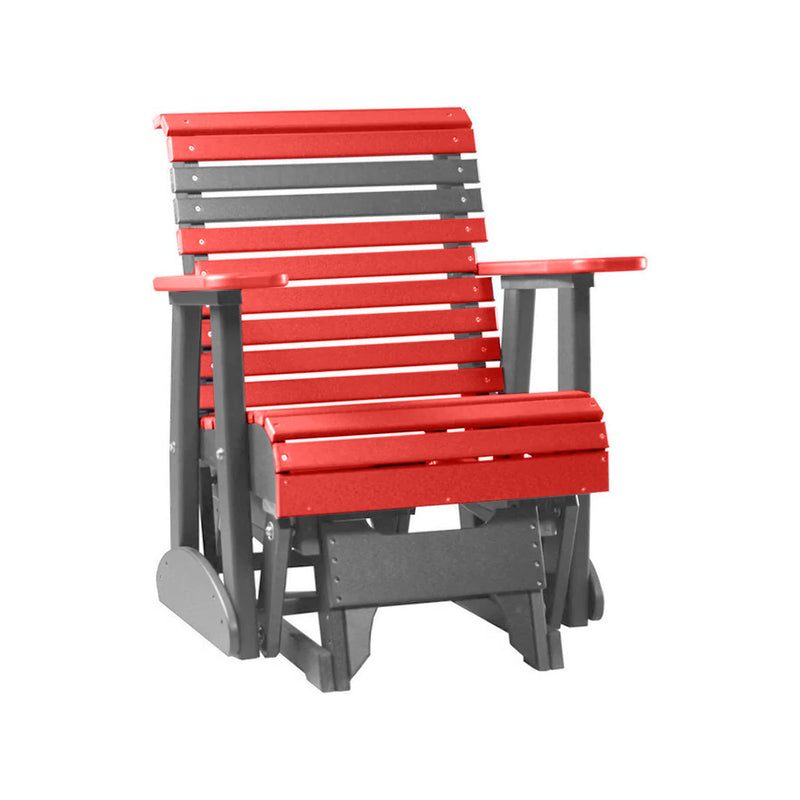 LuxCraft Red 2 foot Rollback Recycled Plastic Glider Chair With Cup Holder