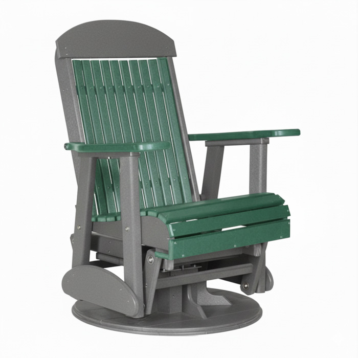 LuxCraft Green 2 foot Classic Highback Recycled Plastic Swivel Glider Chair