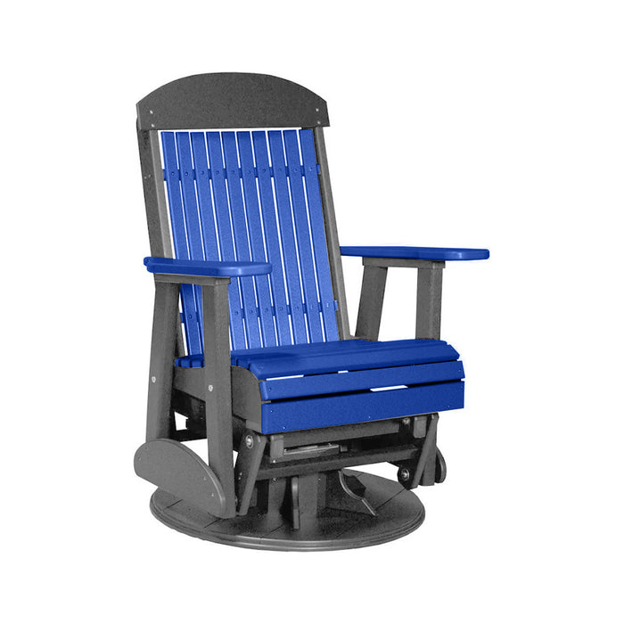 LuxCraft Blue 2 foot Classic Highback Recycled Plastic Swivel Glider Chair