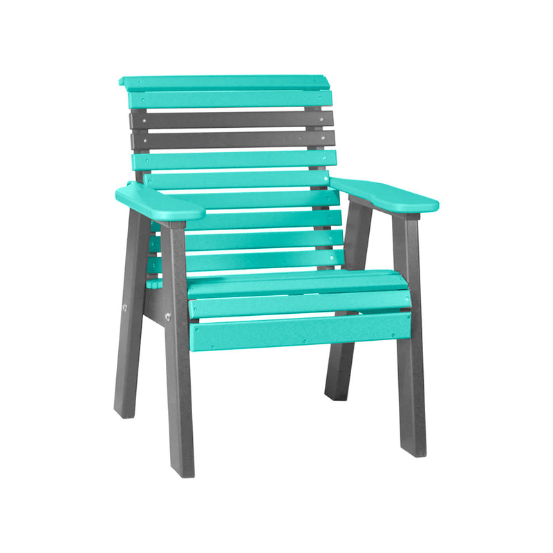 LuxCraft Aruba Blue 2' Rollback Recycled Plastic Chair With Cup Holder