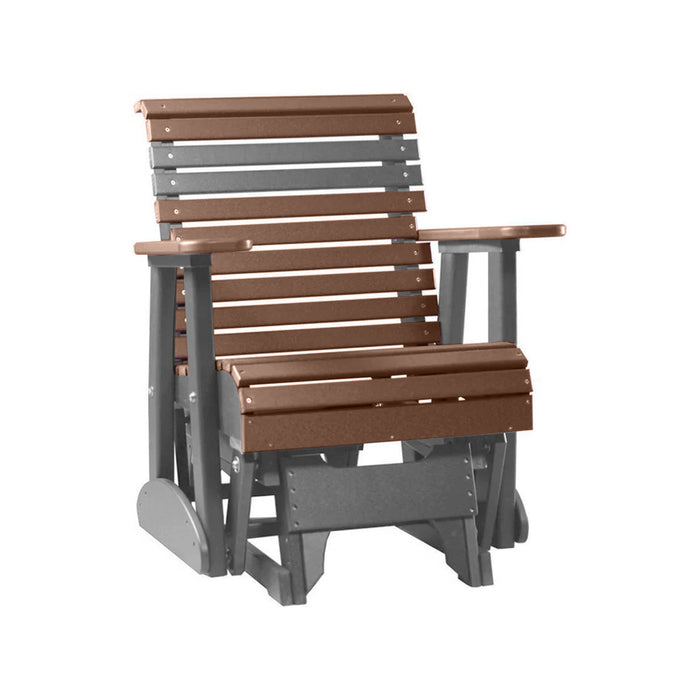 LuxCraft Antique Mahogany 2 foot Rollback Recycled Plastic Glider Chair With Cup Holder