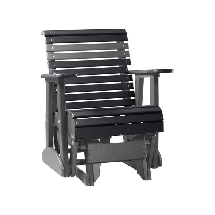 LuxCraft Black 2 foot Rollback Recycled Plastic Glider Chair With Cup Holder