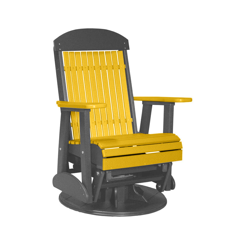 LuxCraft Yellow 2 foot Classic Highback Recycled Plastic Swivel Glider Chair