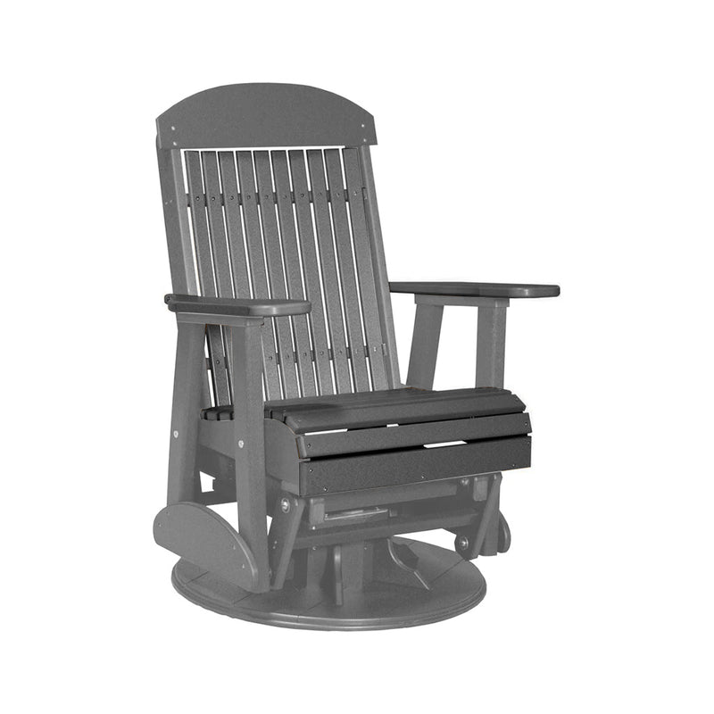 LuxCraft Slate 2 foot Classic Highback Recycled Plastic Swivel Glider Chair