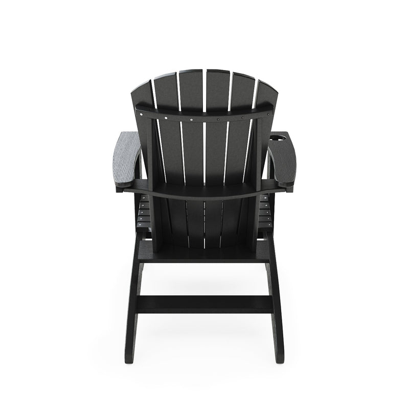 SoPoly St Simons Curved Back Adirondack Chair in Black, back view