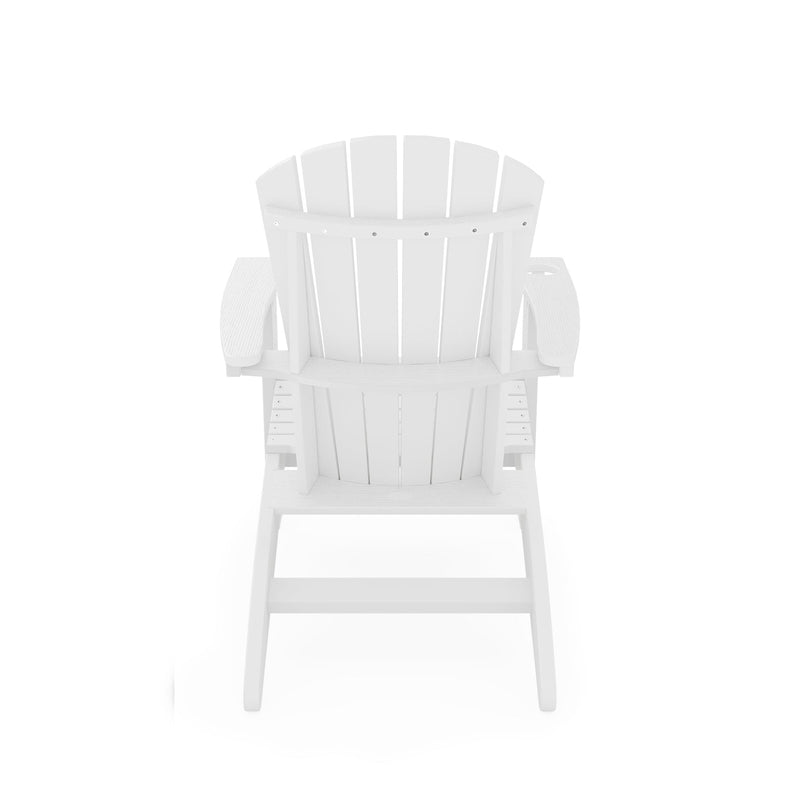 SoPoly St Simons Curved Back Adirondack Chair in Destin White, back view