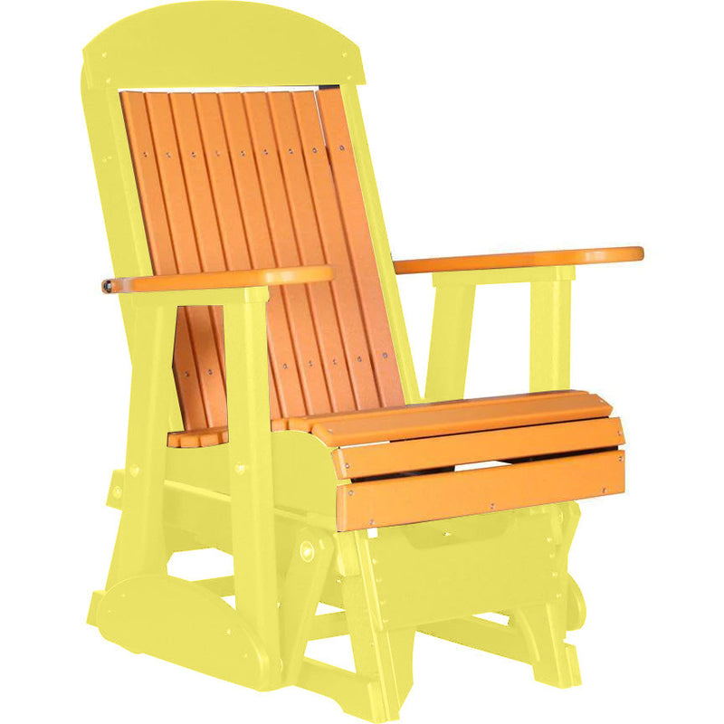 LuxCraft Tangerine 2 foot Classic Highback Recycled Plastic Glider Chair With Cup Holder