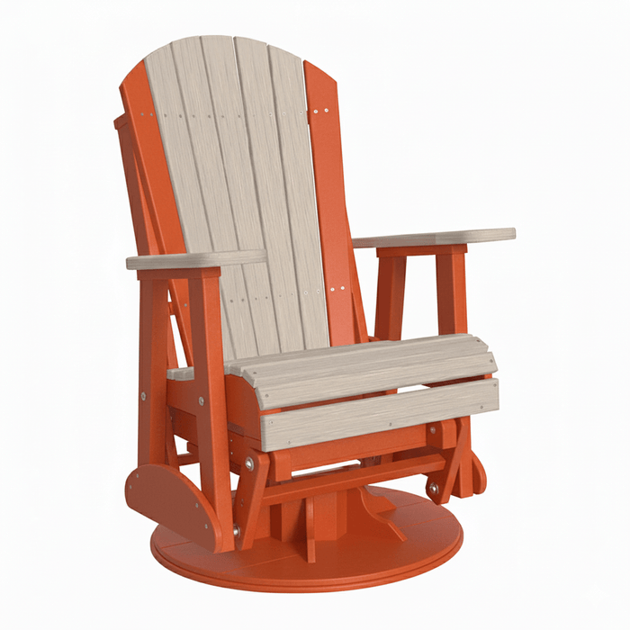 LuxCraft Birch 2 foot Classic Highback Recycled Plastic Swivel Glider Chair With Cup Holder