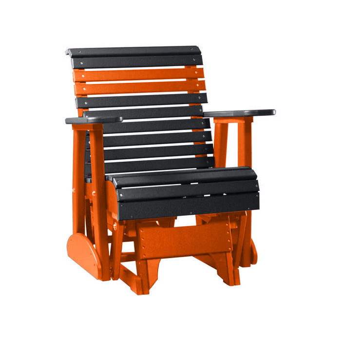 LuxCraft Black 2 foot Rollback Recycled Plastic Glider Chair With Cup Holder