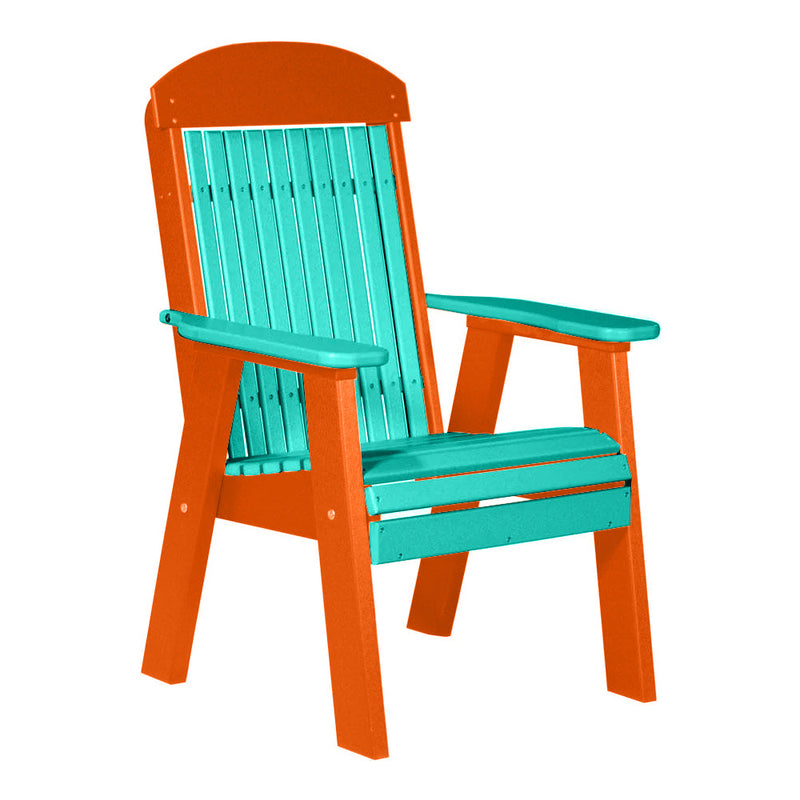 LuxCraft Aruba Blue 2' Classic Highback Recycled Plastic Chair With Cup Holder