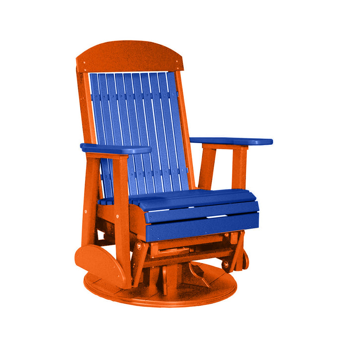 LuxCraft Blue 2 foot Classic Highback Recycled Plastic Swivel Glider Chair
