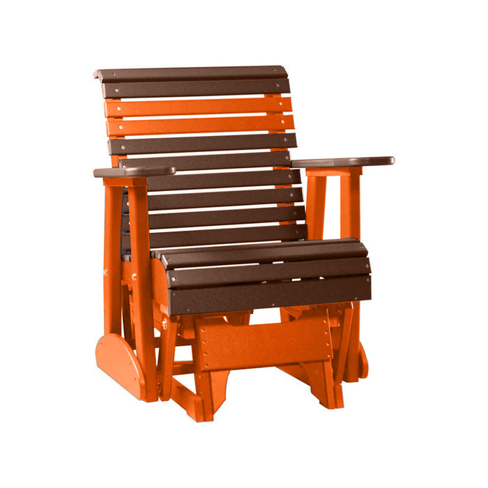 LuxCraft Chestnut Brown 2 foot Rollback Recycled Plastic Glider Chair With Cup Holder