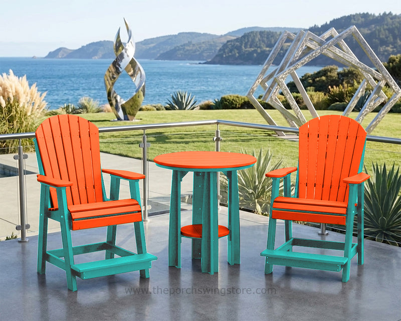 LuxCraft Aruba Blue on Tangerine Poly Balcony Table Dining Sets