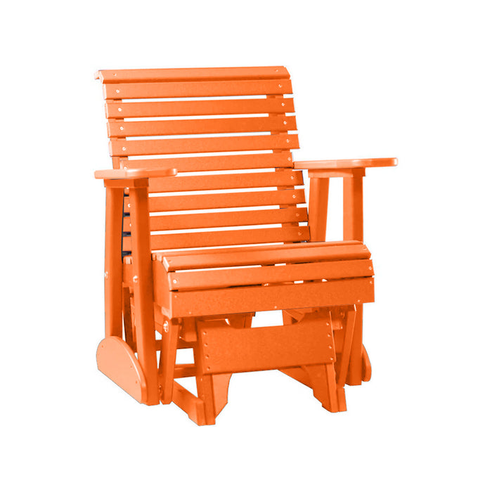 LuxCraft Tangerine 2 foot Rollback Recycled Plastic Glider Chair With Cup Holder