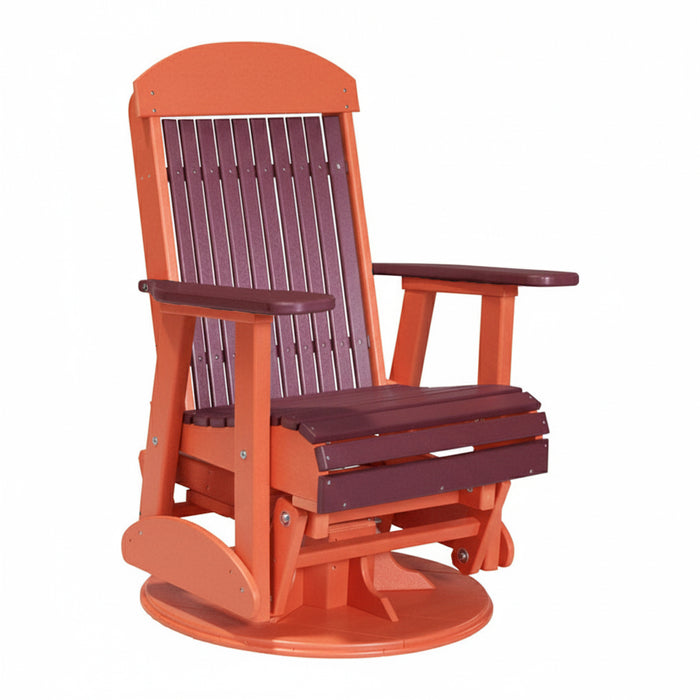 LuxCraft Cherry wood 2 foot Classic Highback Recycled Plastic Swivel Glider Chair