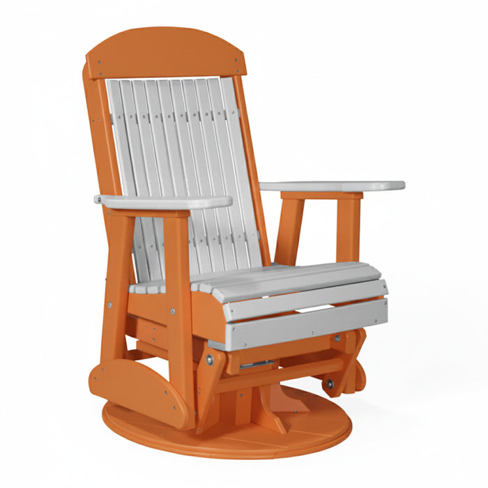 LuxCraft Dove Gary 2 foot Classic Highback Recycled Plastic Swivel Glider Chair