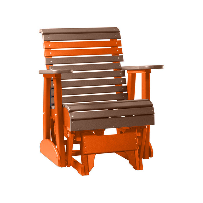 LuxCraft Antique Mahogany 2 foot Rollback Recycled Plastic Glider Chair With Cup Holder