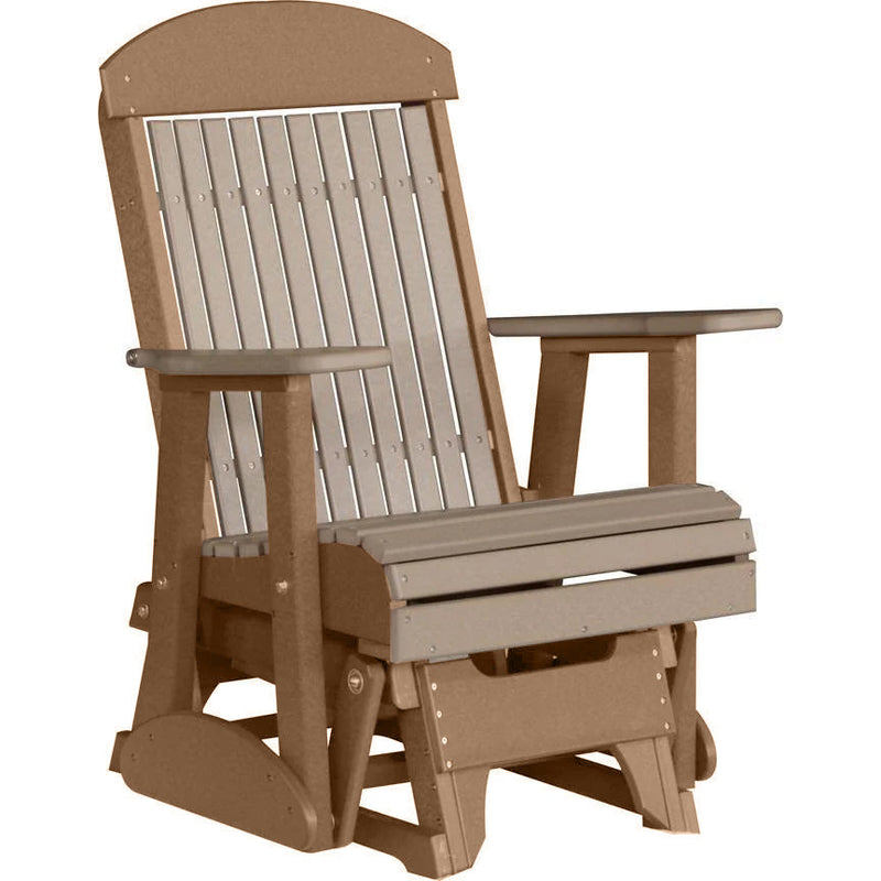 LuxCraft Weatherwood 2 foot Classic Highback Recycled Plastic Glider Chair With Cup Holder