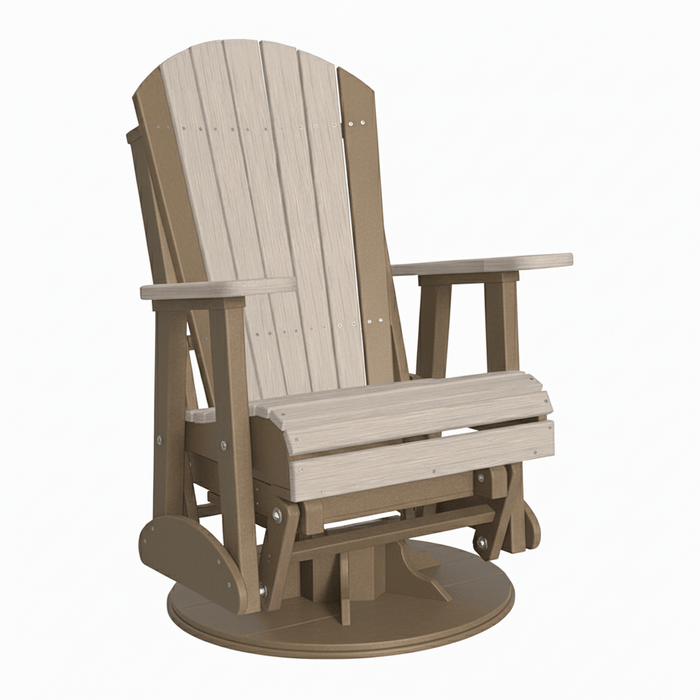 LuxCraft Birch 2 foot Classic Highback Recycled Plastic Swivel Glider Chair With Cup Holder