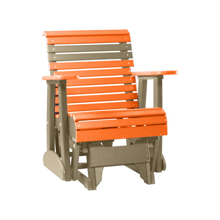 LuxCraft Tangerine 2 foot Rollback Recycled Plastic Glider Chair With Cup Holder
