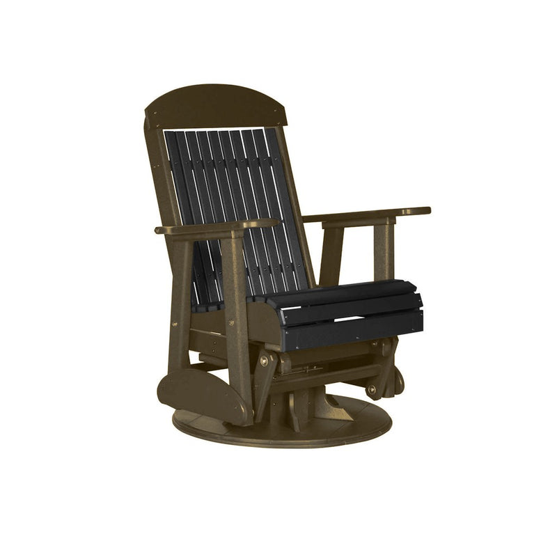LuxCraft Black 2 foot Classic Highback Recycled Plastic Swivel Glider Chair With Cup Holder