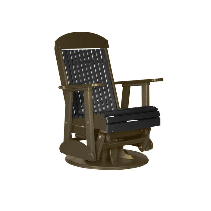 LuxCraft Black 2 foot Classic Highback Recycled Plastic Swivel Glider Chair