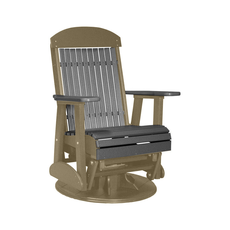 LuxCraft Slate 2 foot Classic Highback Recycled Plastic Swivel Glider Chair