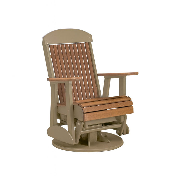 LuxCraft Antique Mahogany 2 foot Classic Highback Recycled Plastic Swivel Glider Chair With Cup Holder