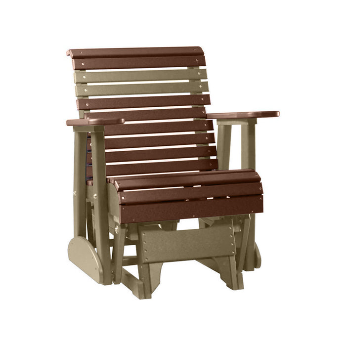 LuxCraft Chestnut Brown 2 foot Rollback Recycled Plastic Glider Chair With Cup Holder