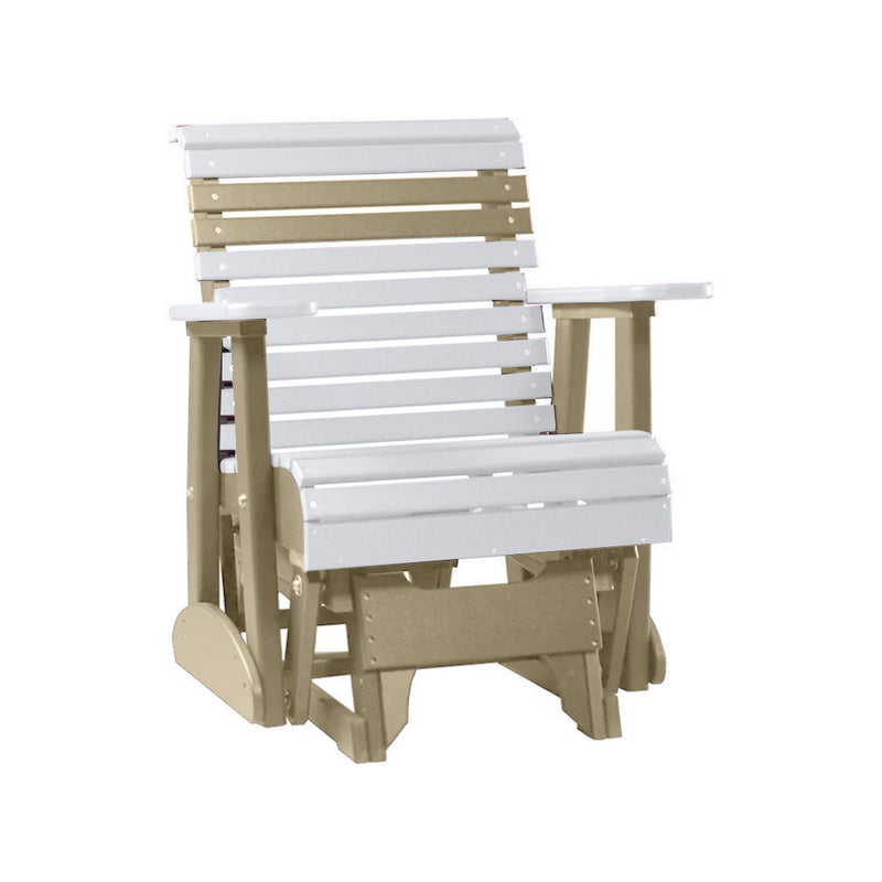 LuxCraft White 2 foot Rollback Recycled Plastic Glider Chair With Cup Holder