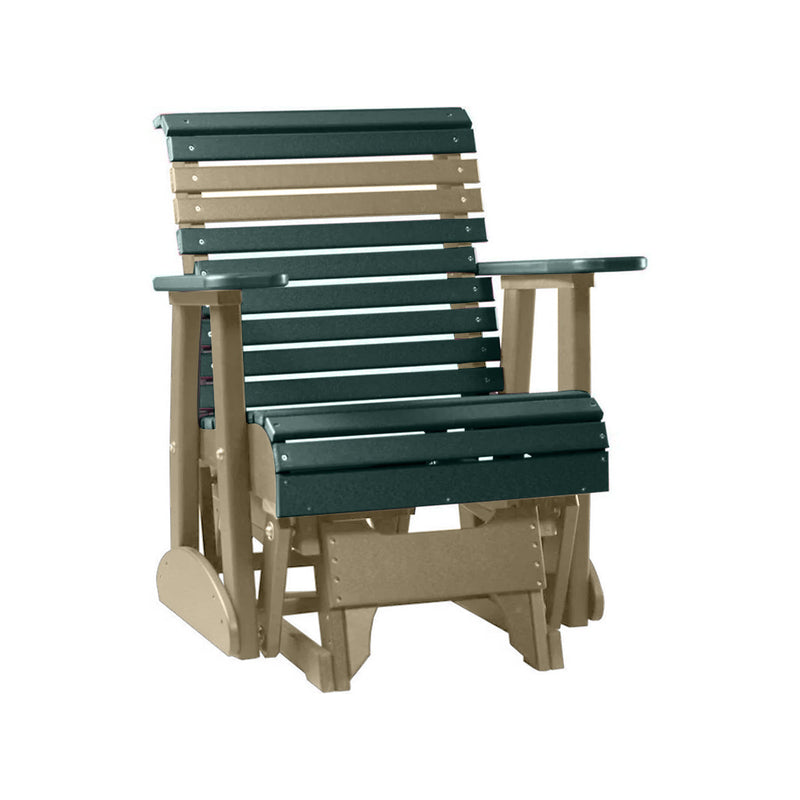 LuxCraft Green 2 foot Rollback Recycled Plastic Glider Chair With Cup Holder