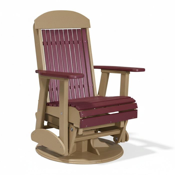 LuxCraft Cherrywood 2 foot Classic Highback Recycled Plastic Swivel Glider Chair