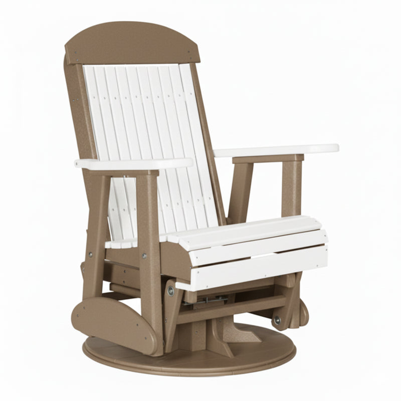 LuxCraft White 2 foot Classic Highback Recycled Plastic Swivel Glider Chair With Cup Holder