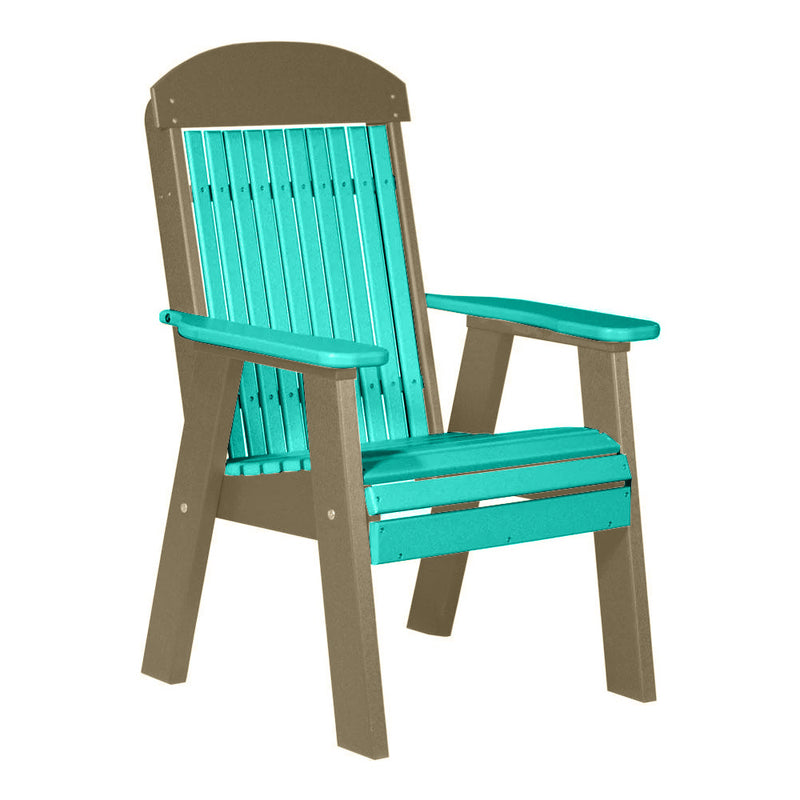 LuxCraft Aruba Blue 2' Classic Highback Recycled Plastic Chair With Cup Holder