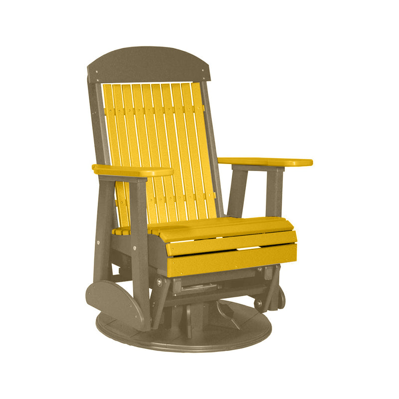 LuxCraft Yellow 2 foot Classic Highback Recycled Plastic Swivel Glider Chair