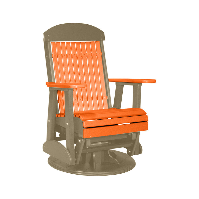 LuxCraft Tangerine 2 foot Classic Highback Recycled Plastic Swivel Glider Chair