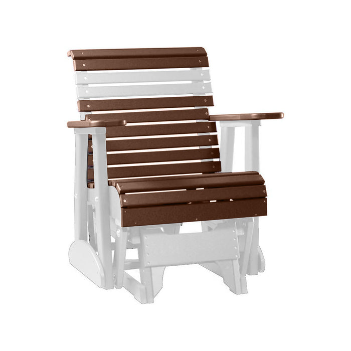 LuxCraft Chestnut Brown 2 foot Rollback Recycled Plastic Glider Chair With Cup Holder