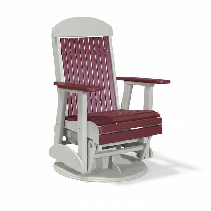 LuxCraft Cherrywood 2 foot Classic Highback Recycled Plastic Swivel Glider Chair