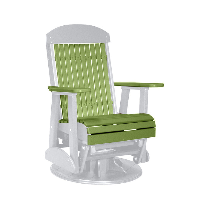 LuxCraft Lime Green 2 foot Classic Highback Recycled Plastic Swivel Glider Chair With Cup Holder
