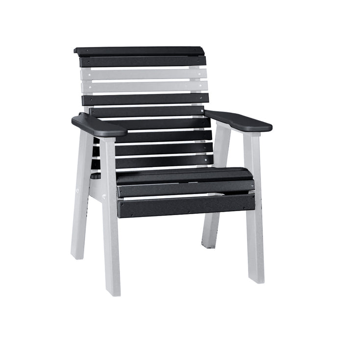 LuxCraft Black 2' Rollback Recycled Plastic Chair With Cup Holder