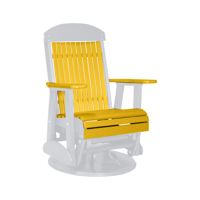 LuxCraft Yellow 2 foot Classic Highback Recycled Plastic Swivel Glider Chair With Cup Holder