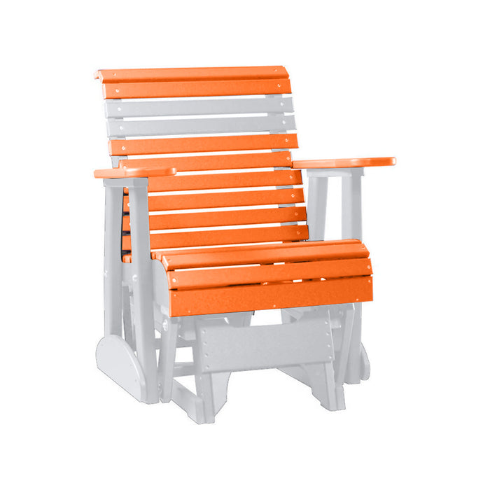 LuxCraft Tangerine 2 foot Rollback Recycled Plastic Glider Chair With Cup Holder