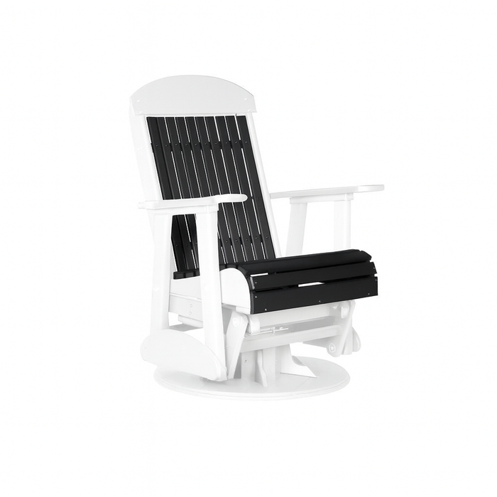 LuxCraft Black 2 foot Classic Highback Recycled Plastic Swivel Glider Chair